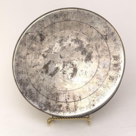 Vintage Boulevard Candy Co Tin Cottage Scene Floral Decor 9” Round Patina - Picture 5 of 8